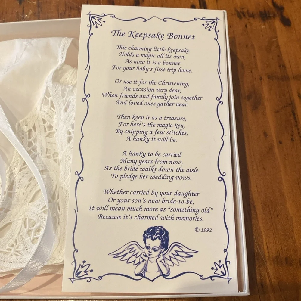 Unisex christening bonnet hat religious white